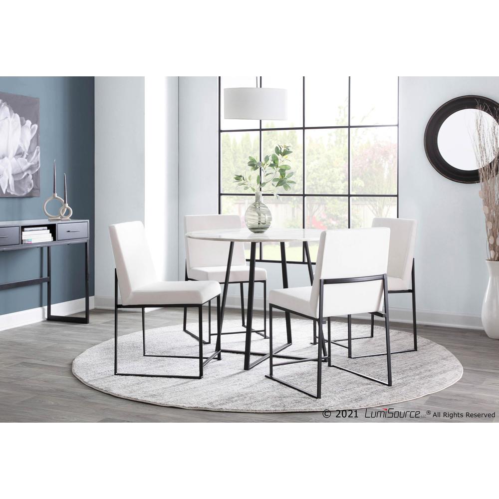 Black Steel, White Velvet High Back Fuji Dining Chair - Set of 2. Picture 10