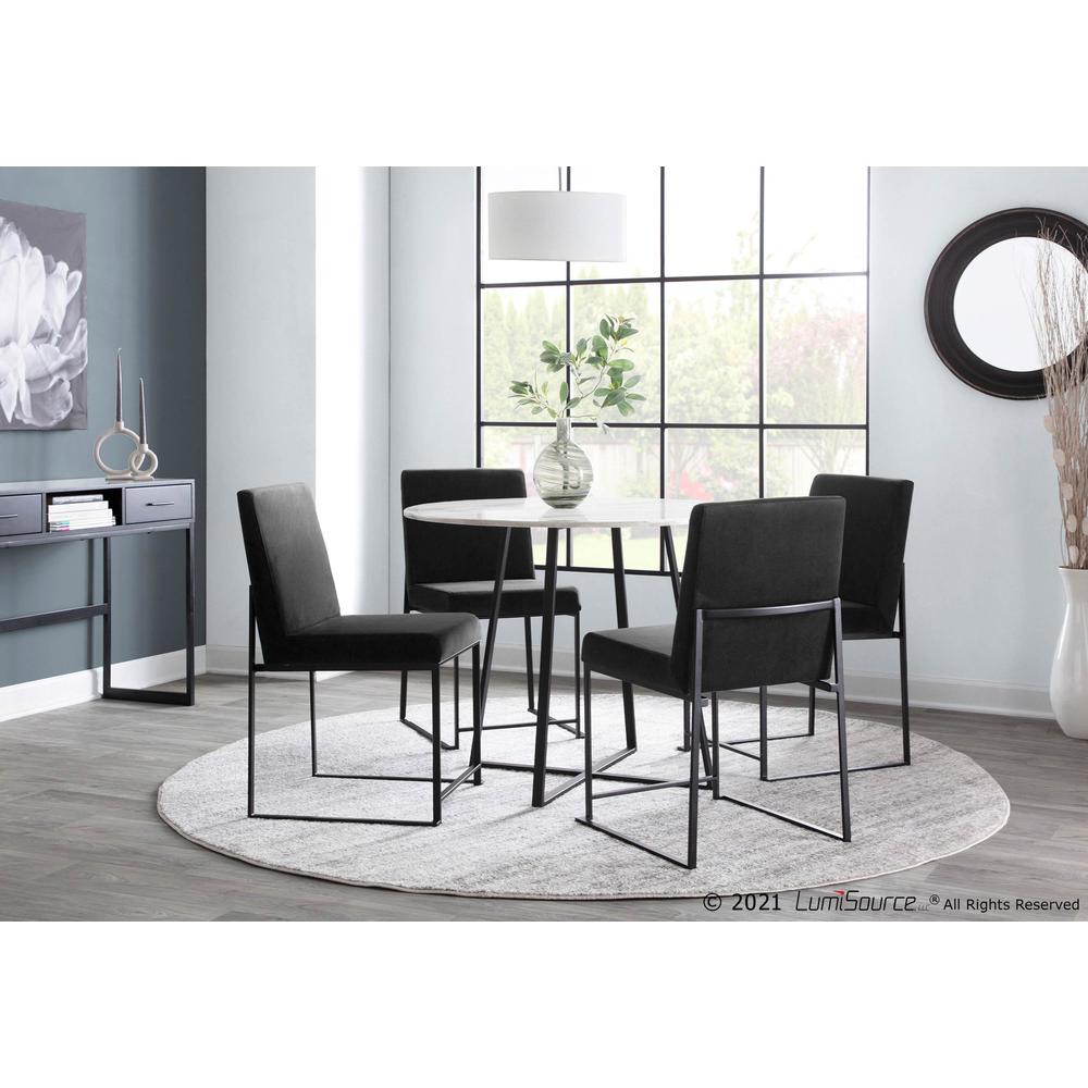 Black Steel, Black Velvet High Back Fuji Dining Chair - Set of 2. Picture 8