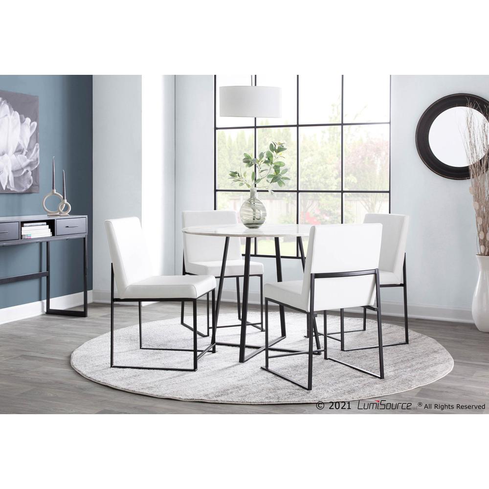 Black Steel, White PU High Back Fuji Dining Chair - Set of 2. Picture 8