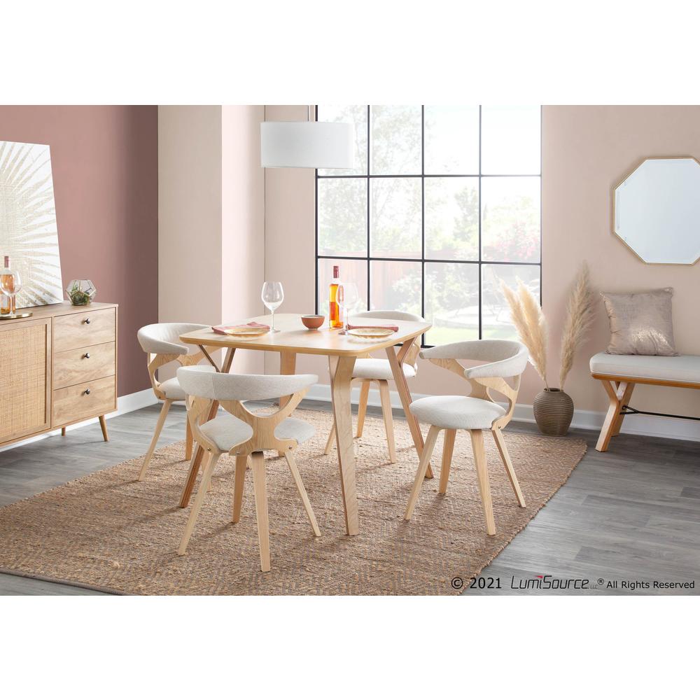 Natural Wood, Cream Fabric Folia Bench. Picture 7