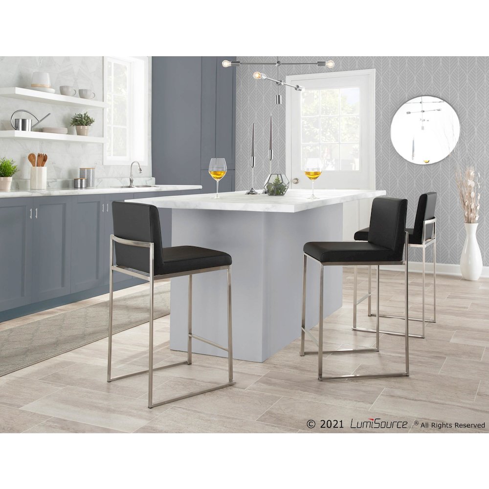 Fuji High Back 26" Fixed-Height Counter Stool - Set of 3. Picture 6