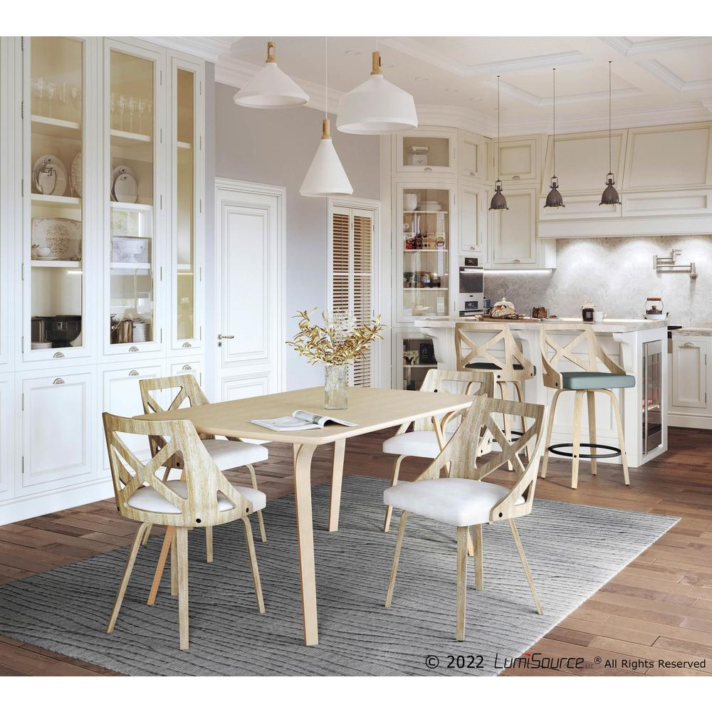White Washed Wood, Cream Noise Fabric Charlotte Chair - Set of 2. Picture 9