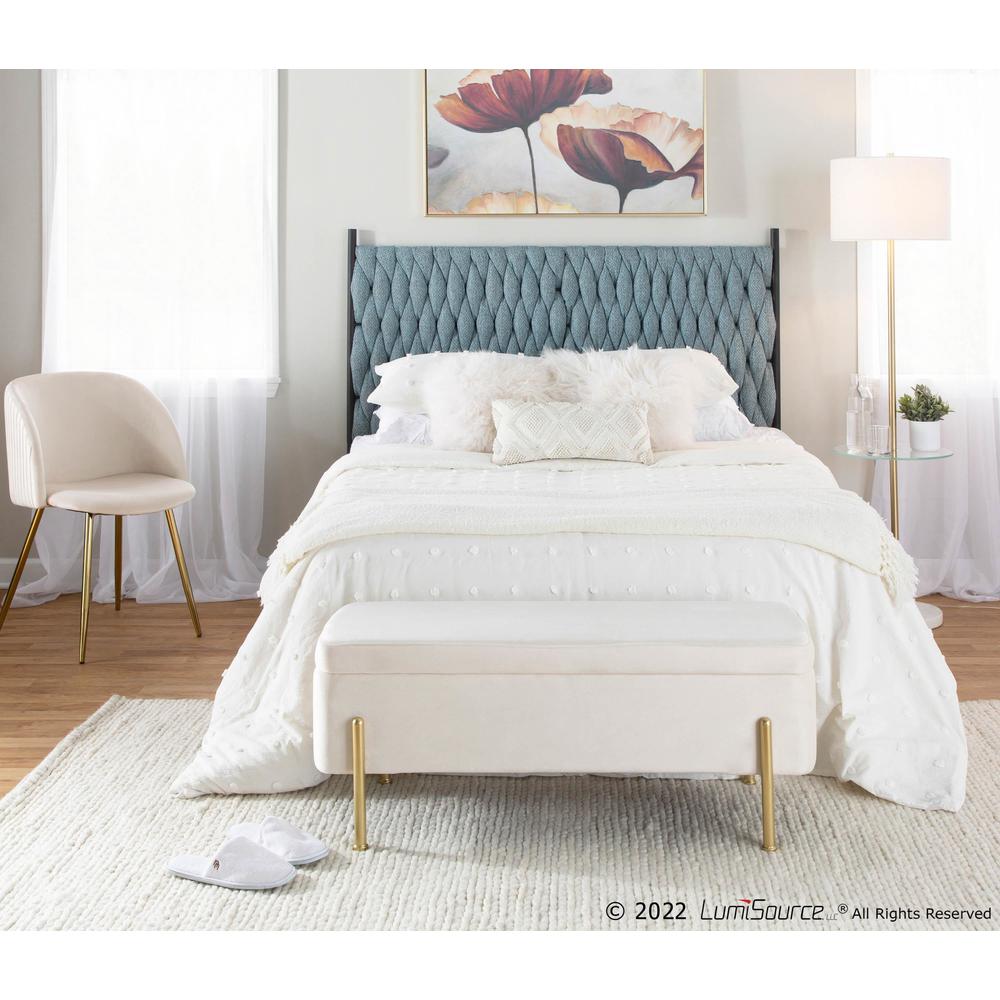 Gold Metal, White Velvet Fran Pleated Chair - Set of 2. Picture 8