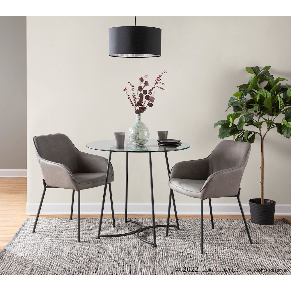 Black Steel, Grey PU Daniella Dining Chair - Set of 2. Picture 8