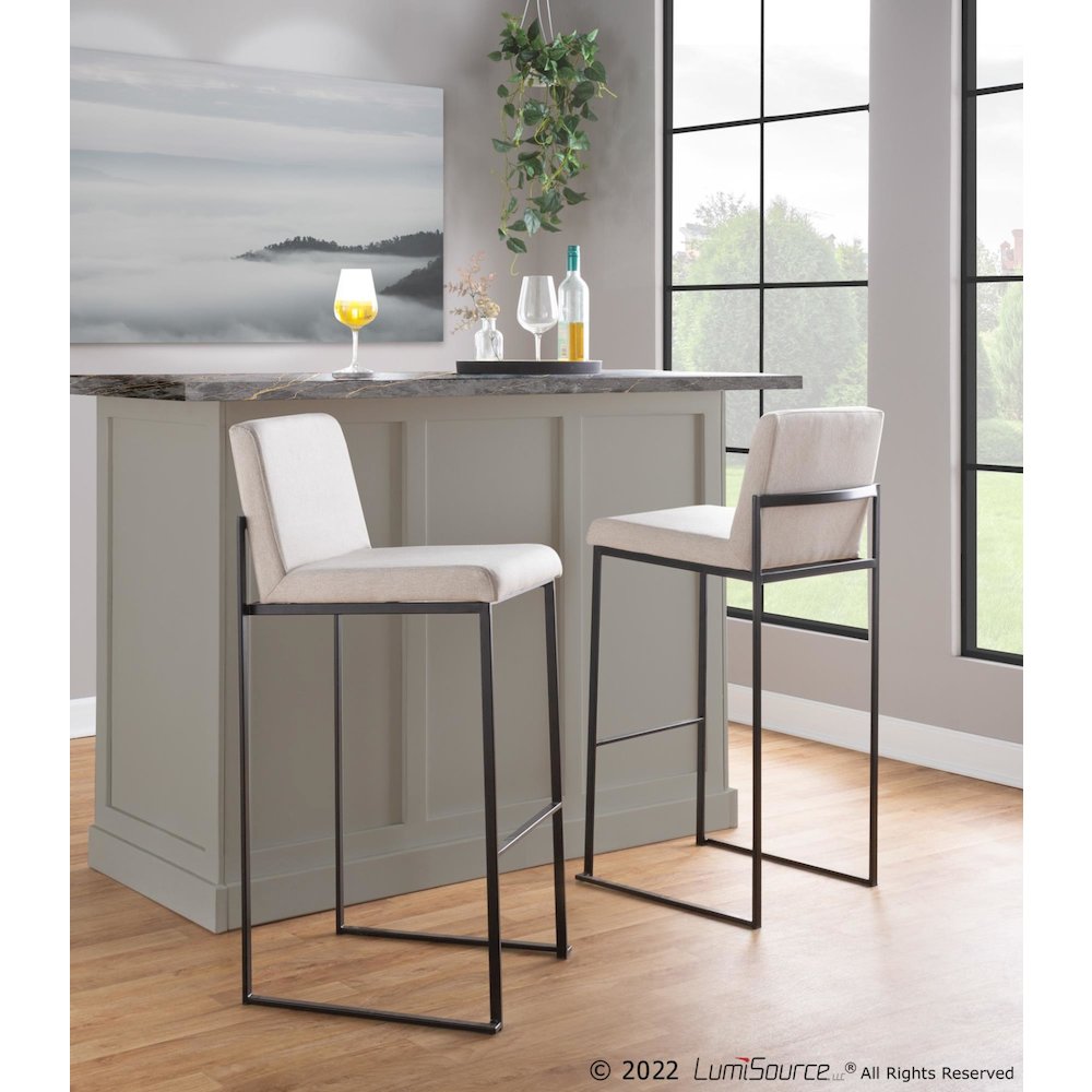 Fuji High Back 30" Fixed-Height Barstool - Set of 3. Picture 8