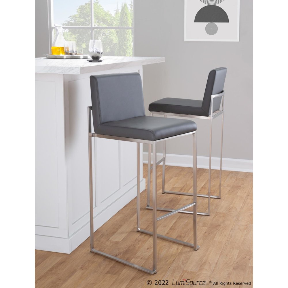 Fuji High Back 30" Fixed-Height Barstool - Set of 3. Picture 8
