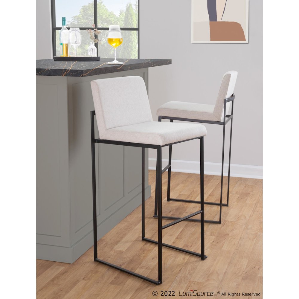 Fuji High Back 30" Fixed-Height Barstool - Set of 3. Picture 8
