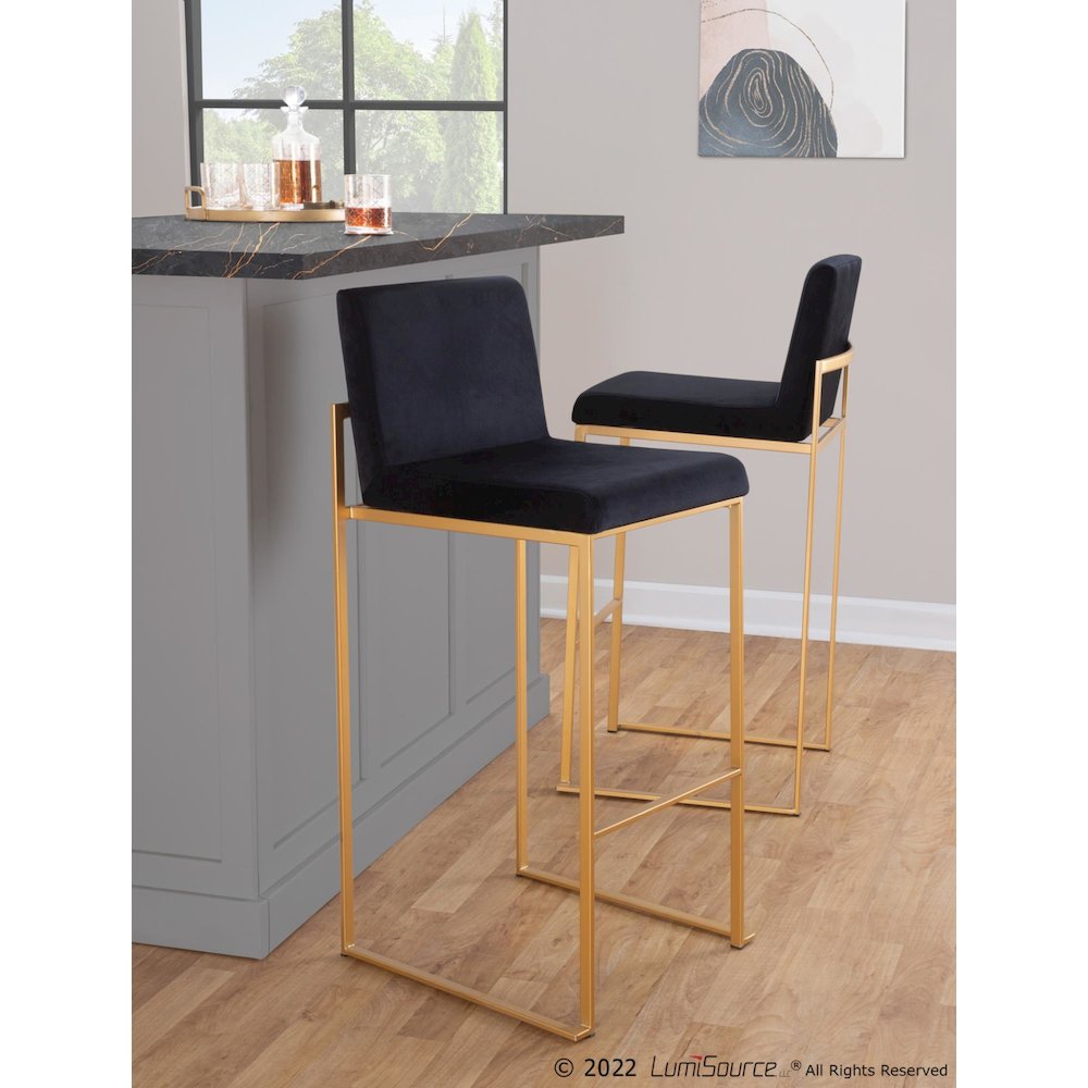 Fuji High Back 30" Fixed-Height Barstool - Set of 3. Picture 8