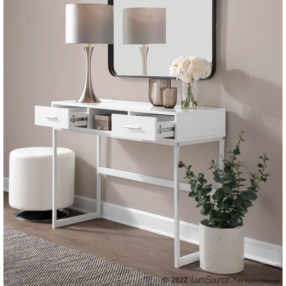 White Metal, White Wood Franklin Console Table. Picture 11
