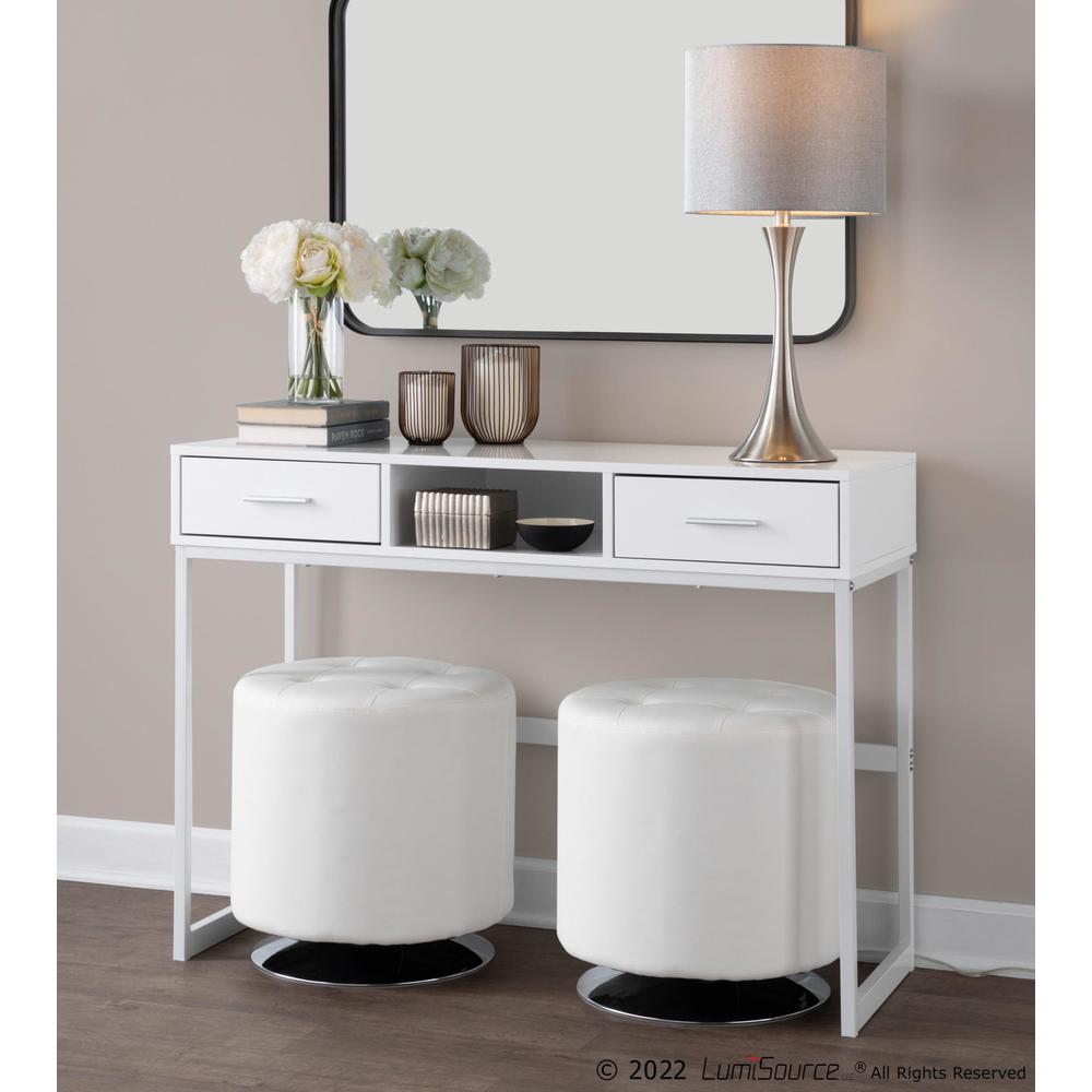 White Metal, White Wood Franklin Console Table. Picture 9