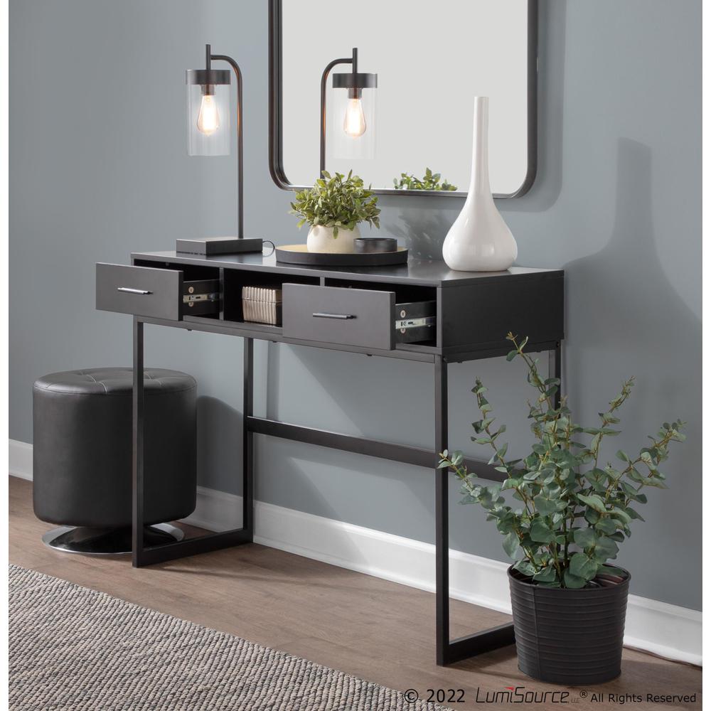 Black Metal, Black Wood Franklin Console Table. Picture 8
