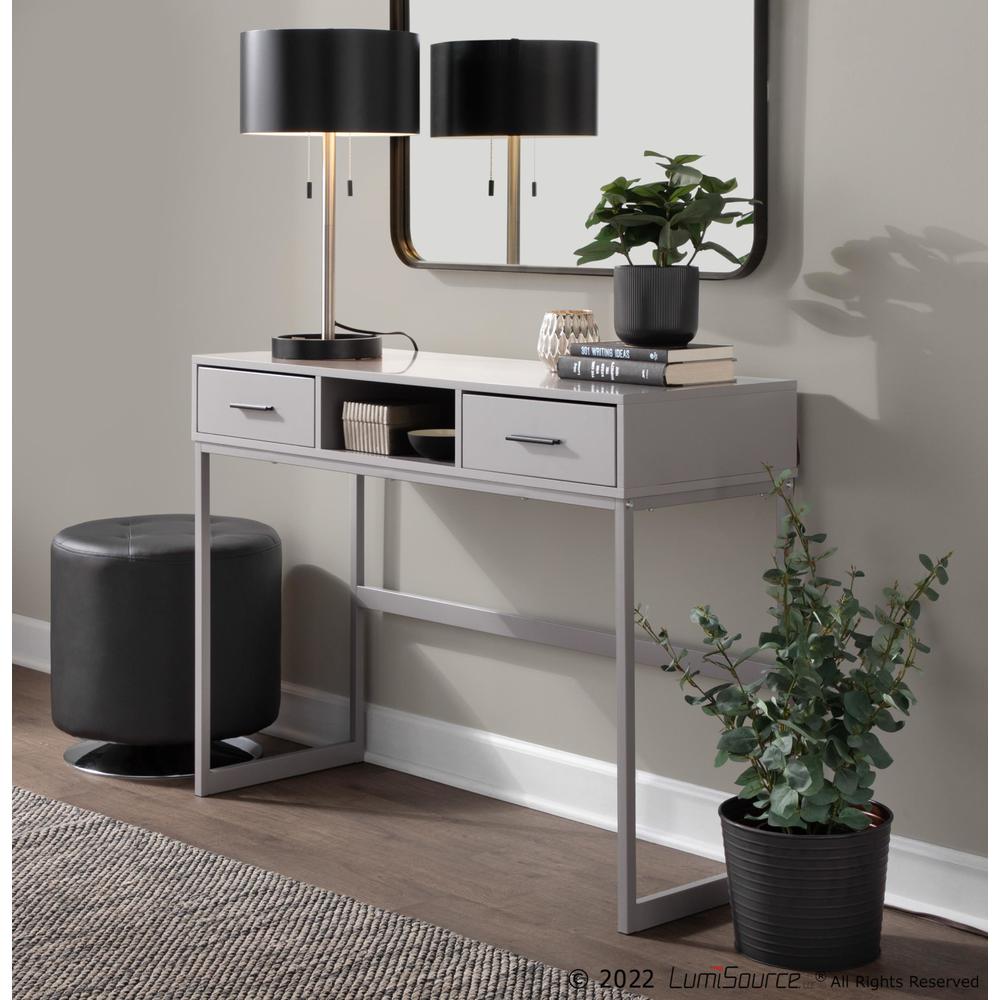 Grey Metal, Grey Wood Franklin Console Table. Picture 8