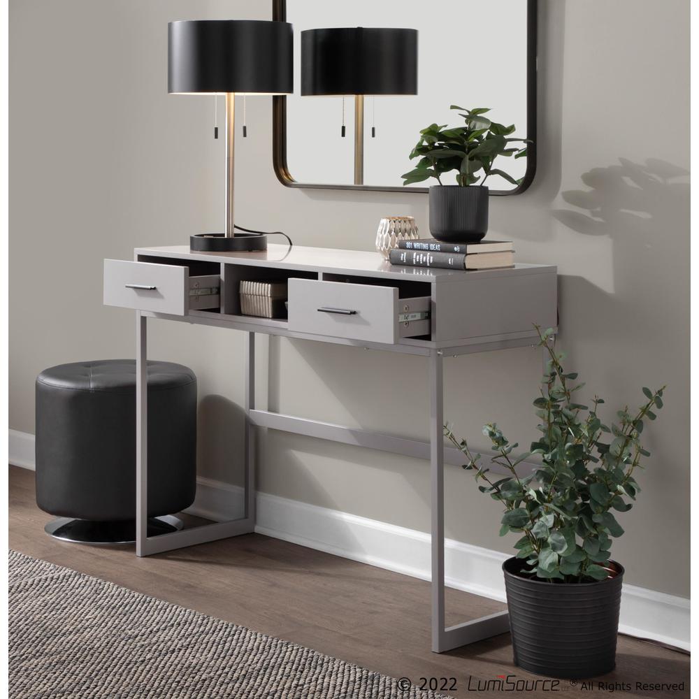 Grey Metal, Grey Wood Franklin Console Table. Picture 9