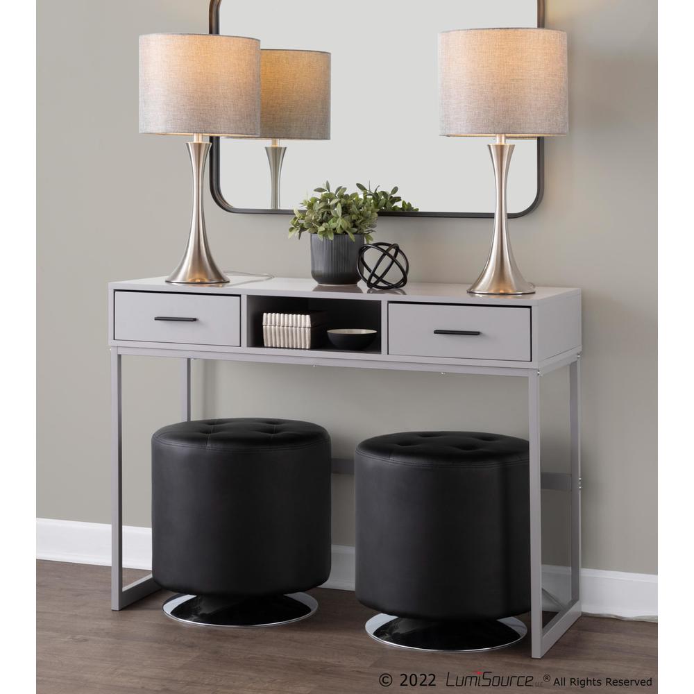 Grey Metal, Grey Wood Franklin Console Table. Picture 10