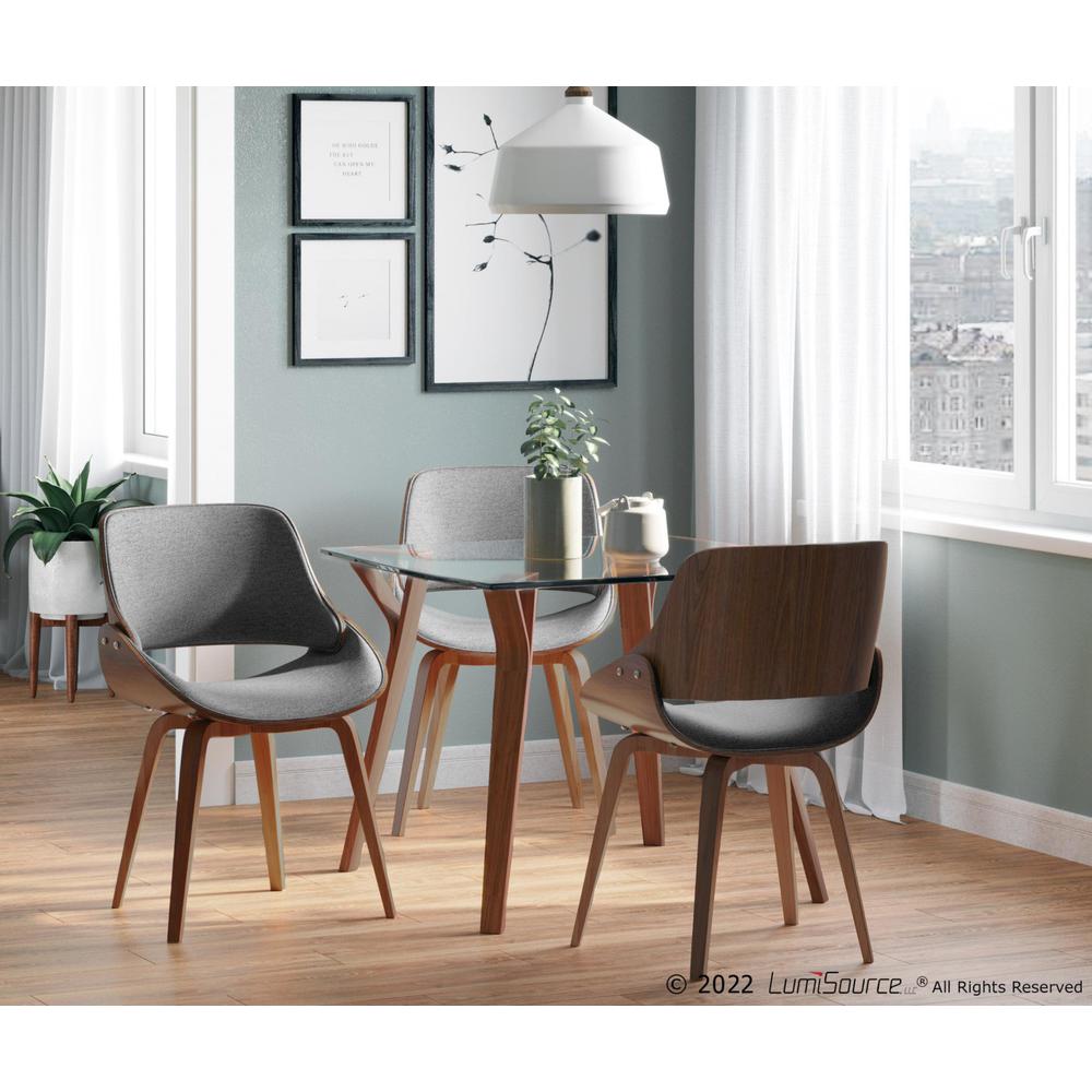 Walnut Wood, Grey Fabric Fabrizzi Chair - Set of 2. Picture 9