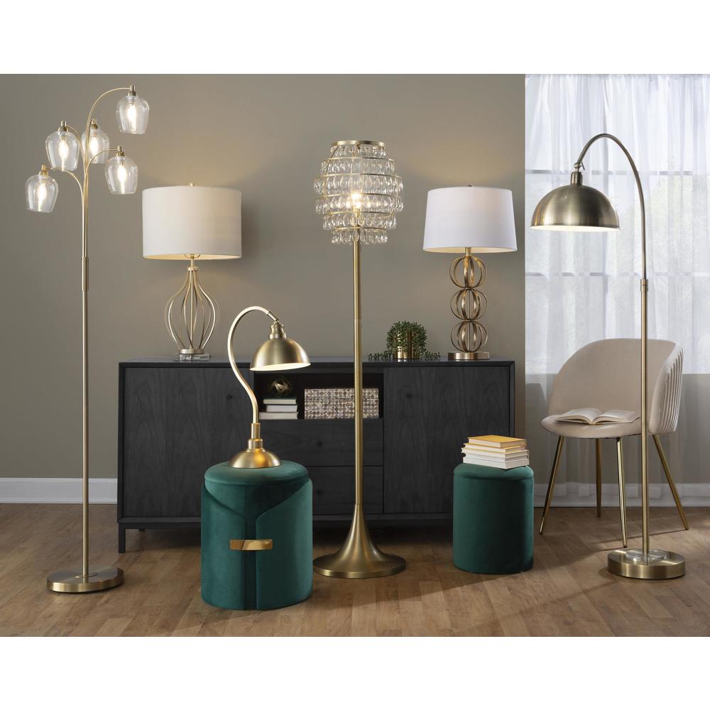 Gold Metal, White Linen Linx 29" Metal Table Lamp - Set of 2. Picture 6