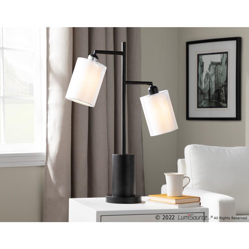 Black Metal, White Shades Cannes Table Lamp. Picture 7