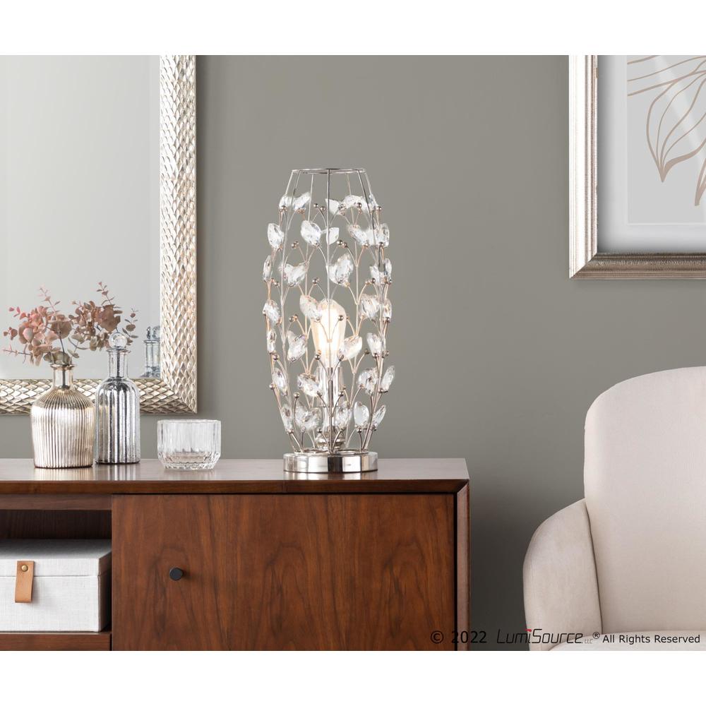 Polished Nickel, Clear Crystal Crystal Buds 18" Metal Uplight. Picture 7