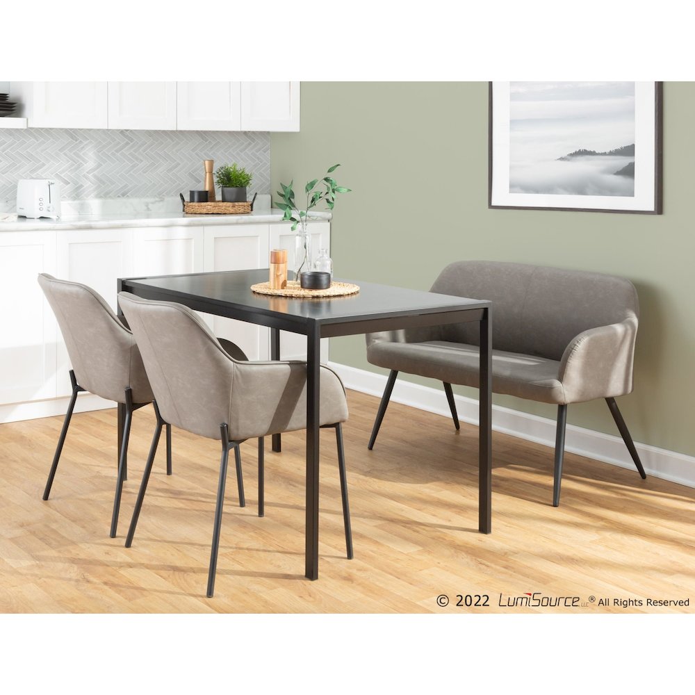 Black Steel, Grey PU Daniella Dining Chair - Set of 2. Picture 10