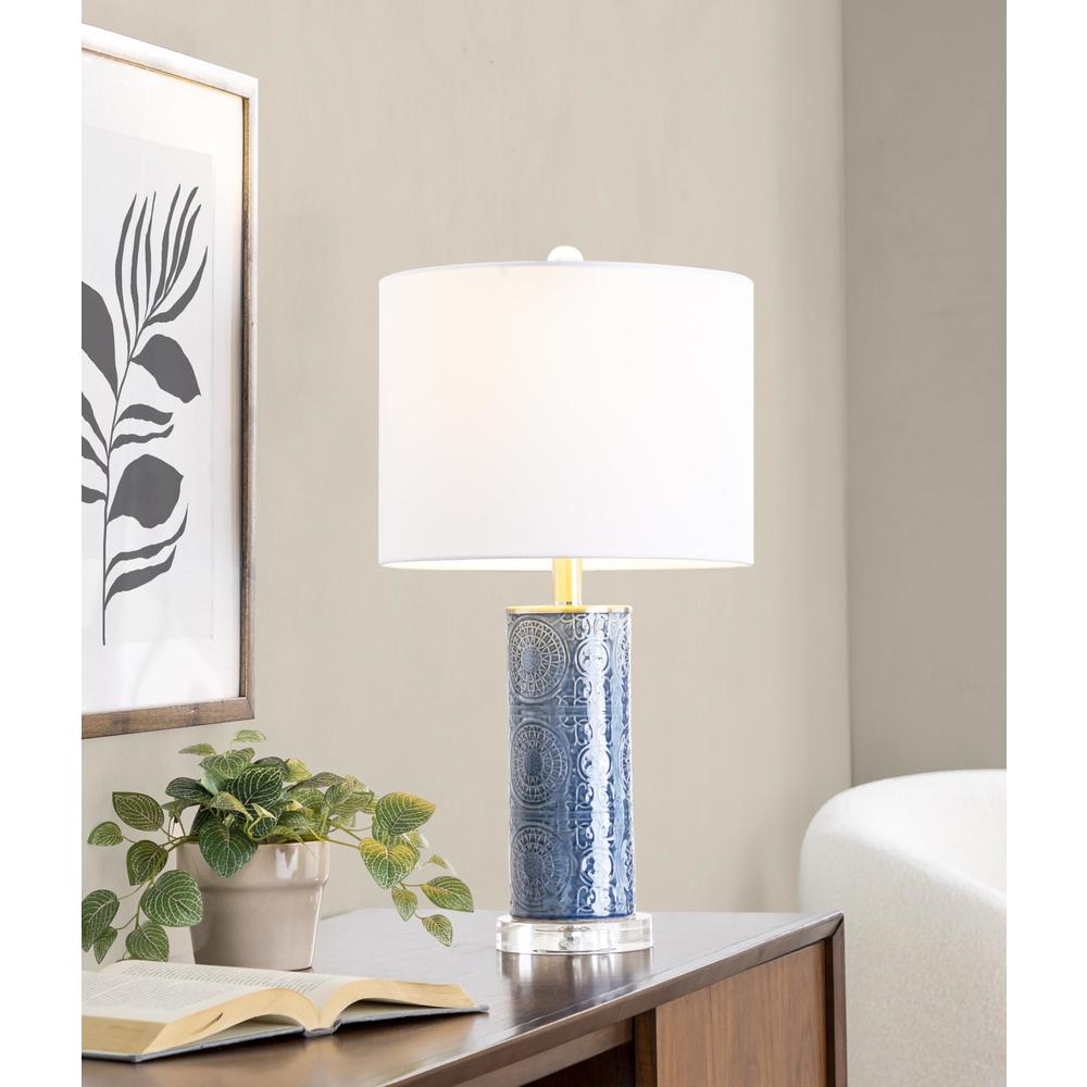 Blue Spyro 23" Ceramic Table Lamp. Picture 6