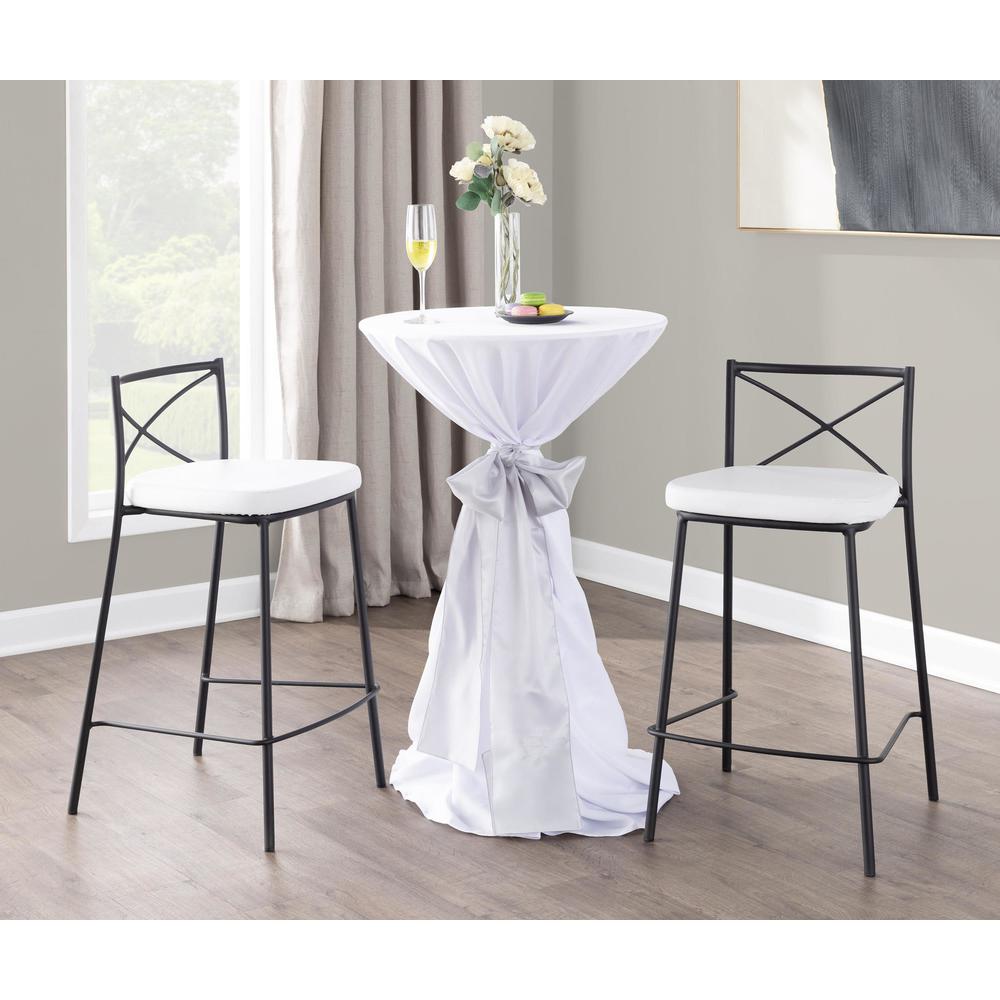 Black Metal, White PU Modern Charlotte Counter Stool - Set of 2. Picture 9