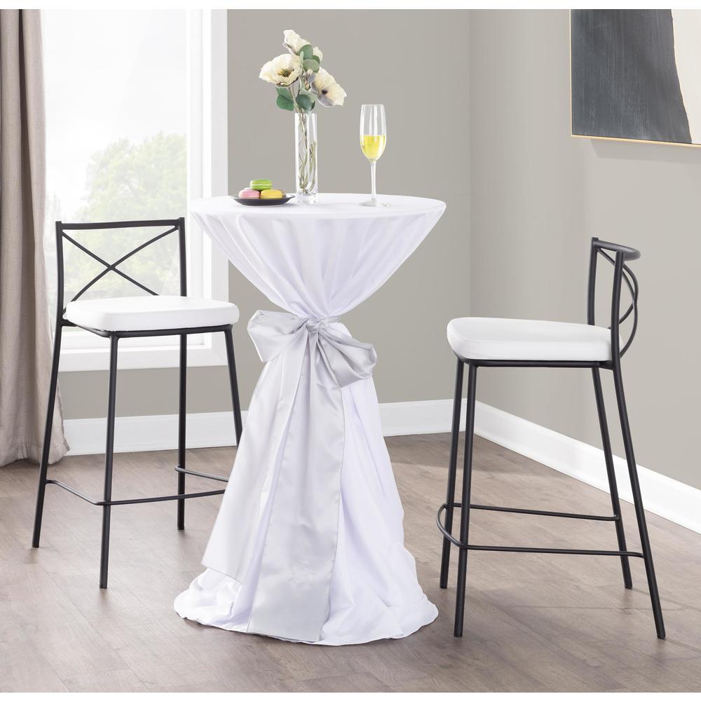 Black Metal, White PU Modern Charlotte Counter Stool - Set of 2. Picture 8