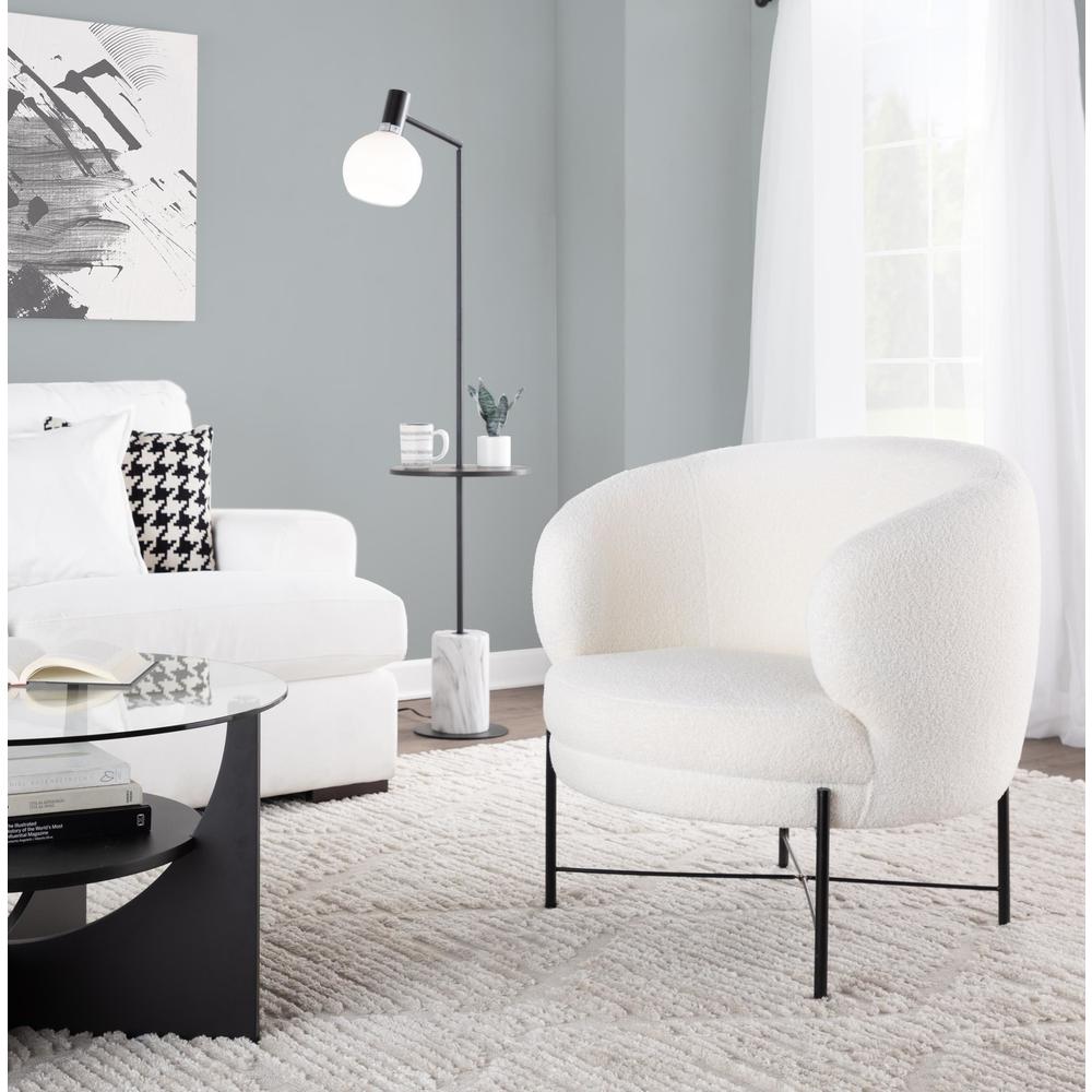 Black Metal, White Sherpa Chloe Accent Chair. Picture 7