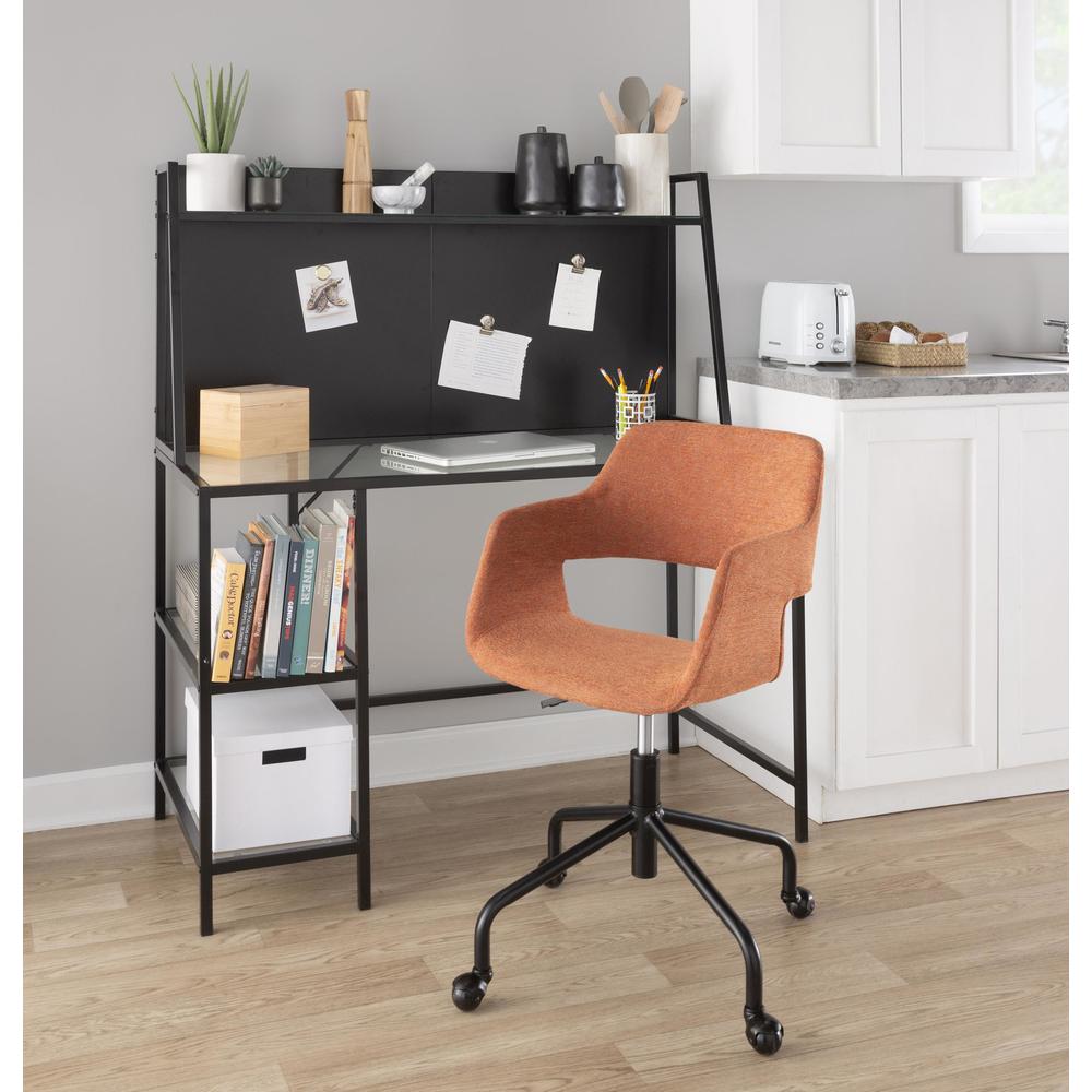 Black Metal, Orange Fabric Margarite Adjustable Office Chair. Picture 6
