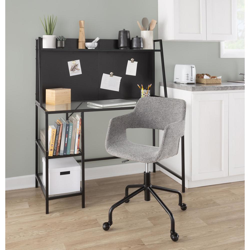 Black Metal, Grey Fabric Margarite Adjustable Office Chair. Picture 7