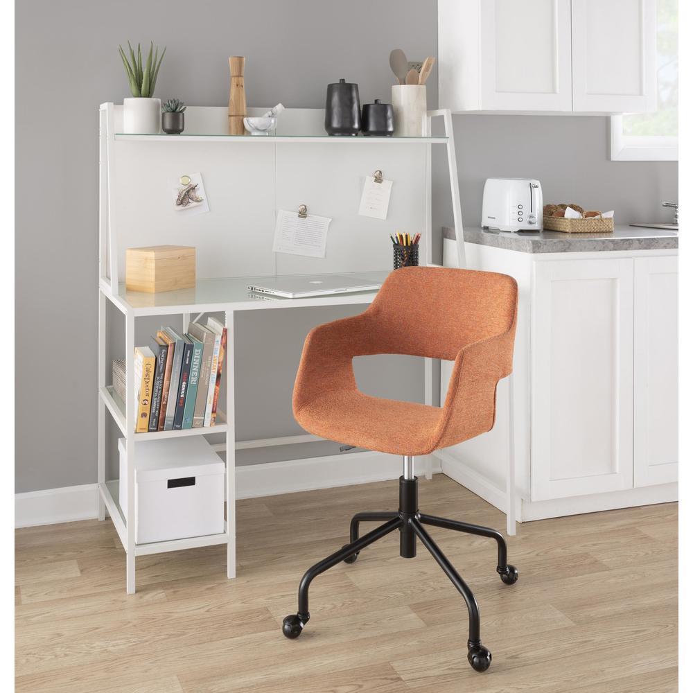 Black Metal, Orange Fabric Margarite Adjustable Office Chair. Picture 7