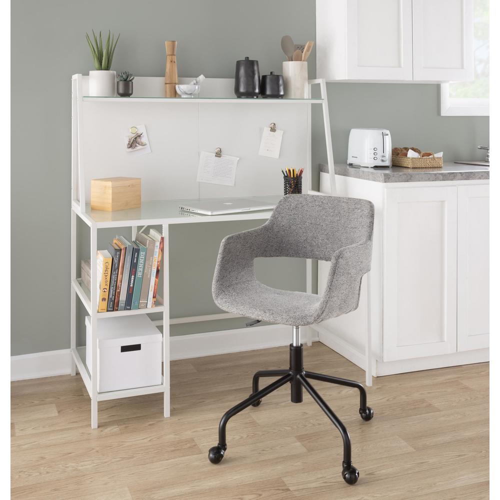 Black Metal, Grey Fabric Margarite Adjustable Office Chair. Picture 6