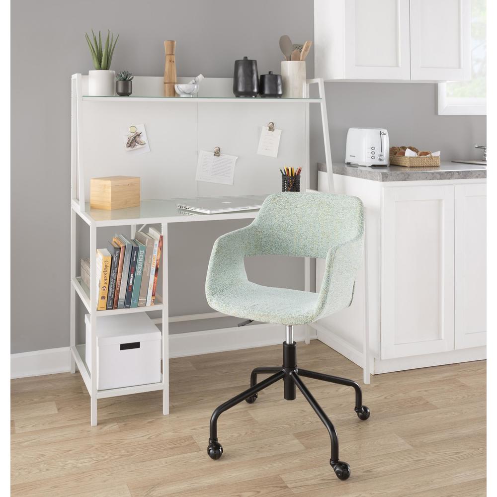 Black Metal, Light Green Fabric Margarite Adjustable Office Chair. Picture 7