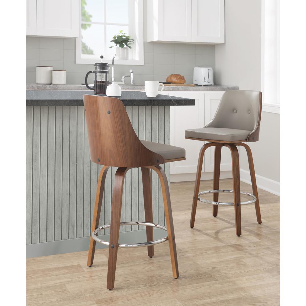Grey Gianna 26" Fixed-Height Counter Stool - Set of 2. Picture 8
