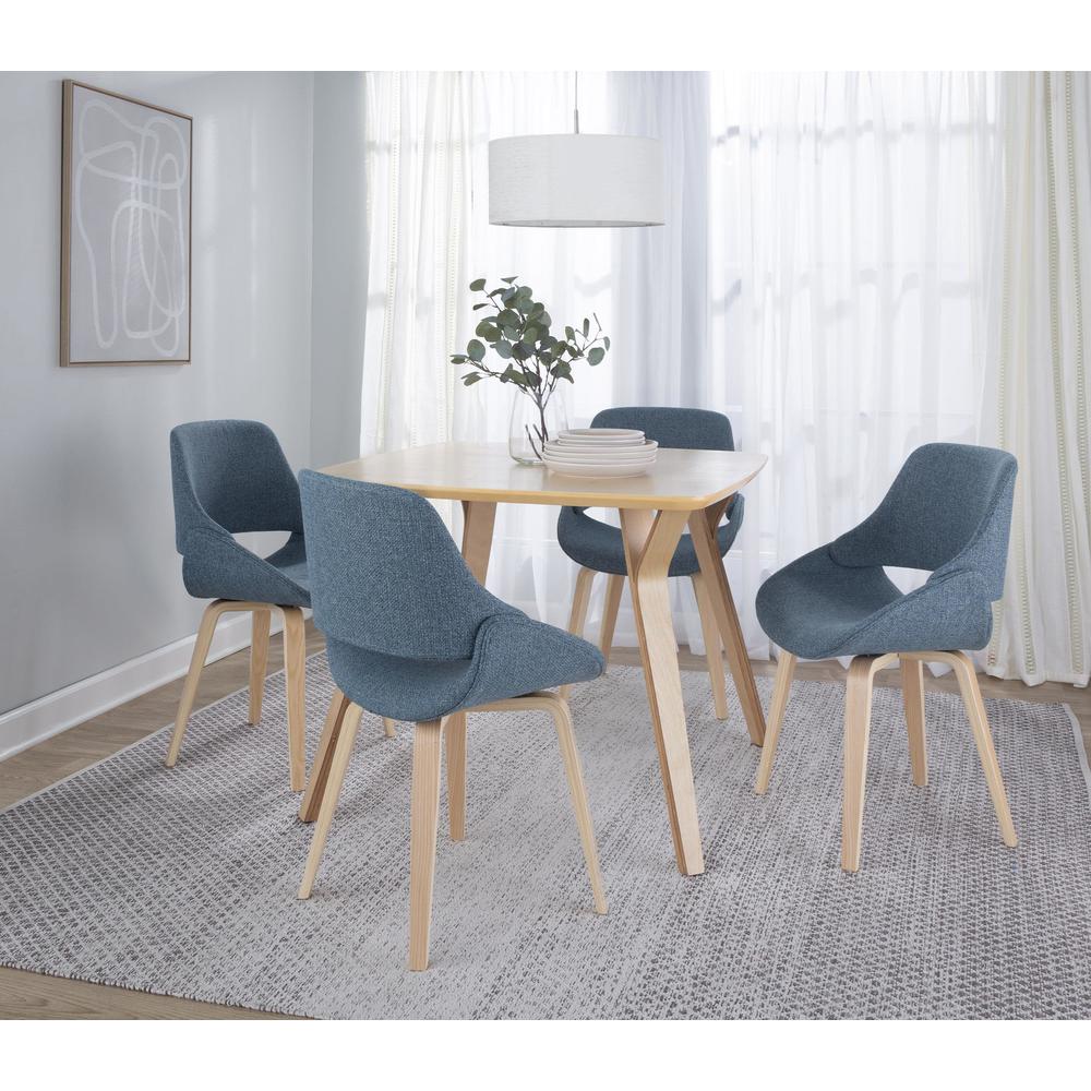 Natural Wood, Blue Fabric Fabrico Chair - Set of 2. Picture 7