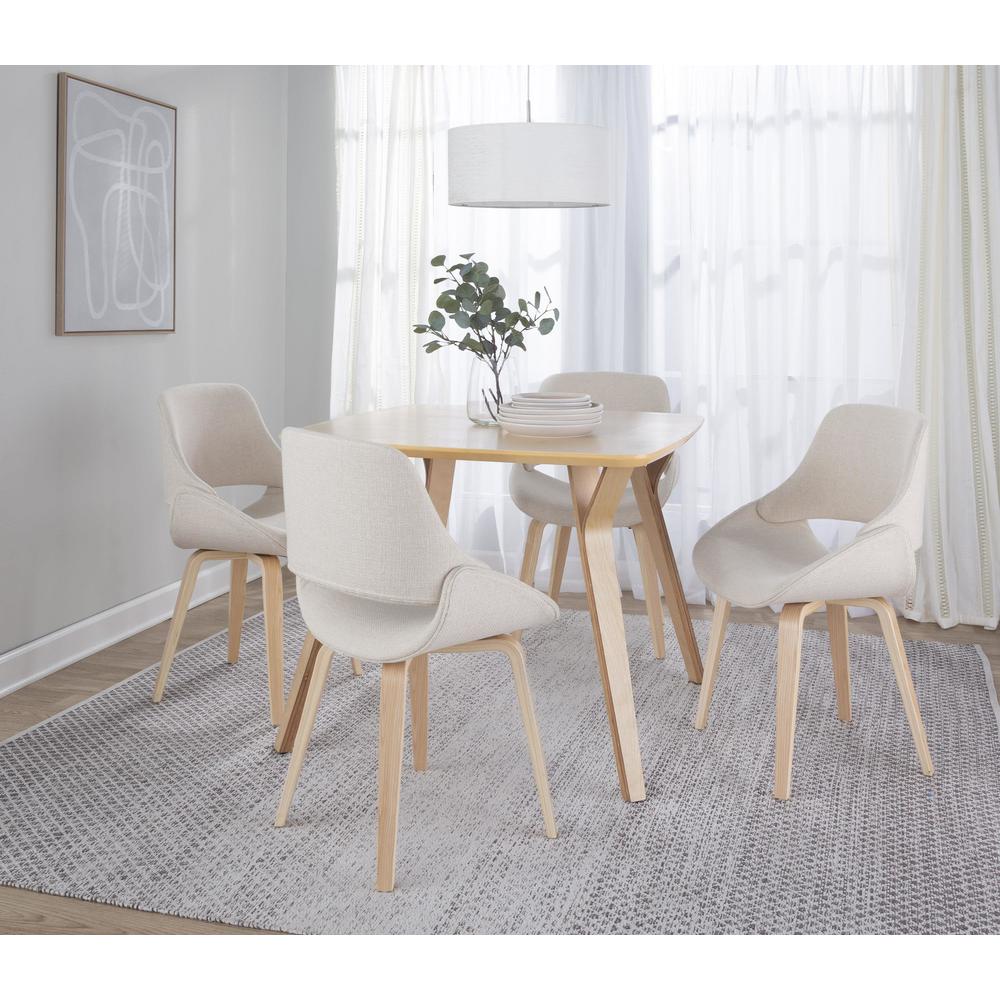 Natural Wood, Cream Fabric Fabrico Chair - Set of 2. Picture 7