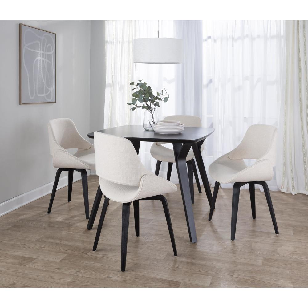 Black Wood, Cream Fabric Fabrico Chair - Set of 2. Picture 7