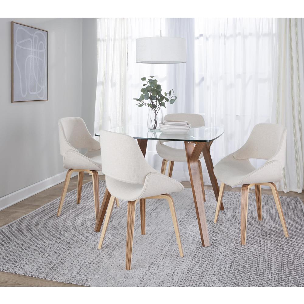 Zebra Wood, Cream Fabric Fabrico Chair - Set of 2. Picture 7