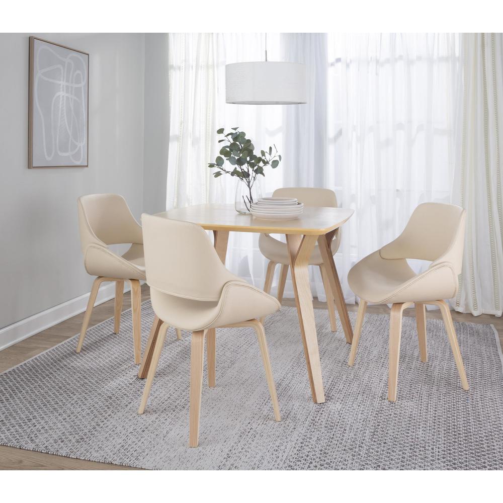 Natural Wood, Cream PU Fabrico Chair - Set of 2. Picture 7