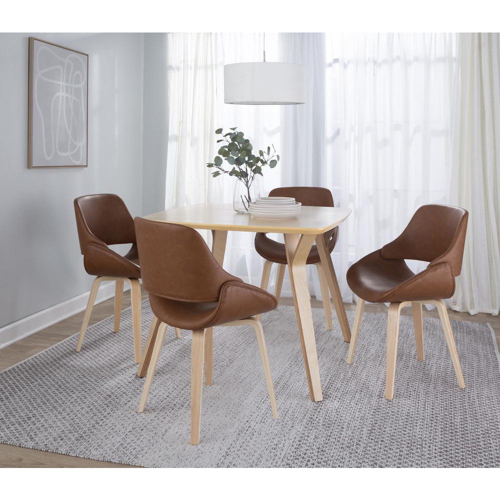 Natural Wood, Camel PU Fabrico Chair - Set of 2. Picture 7