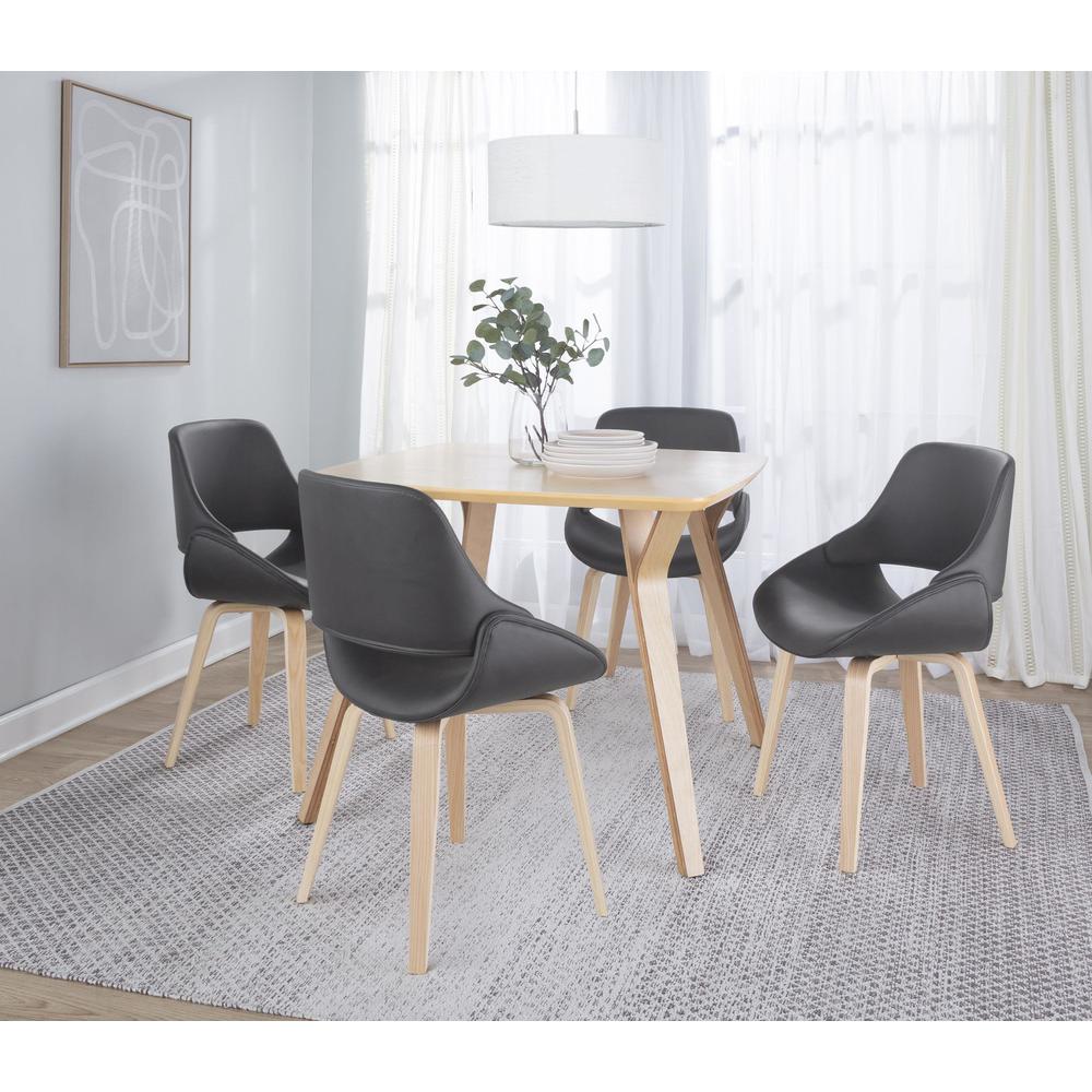 Natural Wood, Grey PU Fabrico Chair - Set of 2. Picture 7