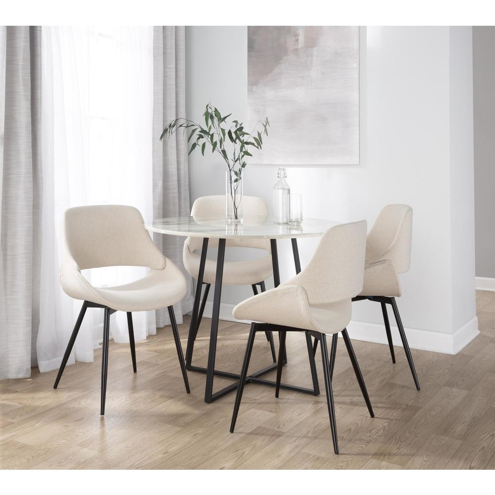 Black Metal, Cream Fabric Fabrico Chair - Set of 2. Picture 7