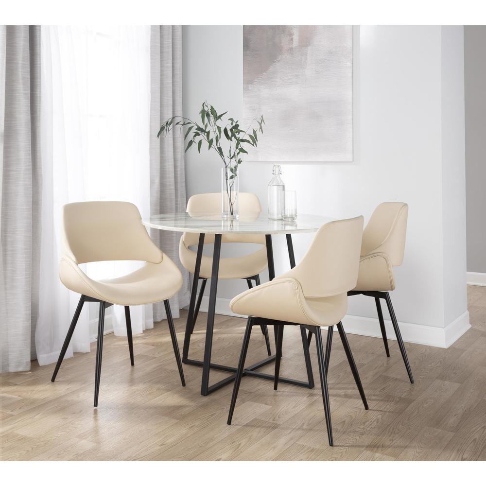 Black Metal, Cream PU Fabrico Chair - Set of 2. Picture 7