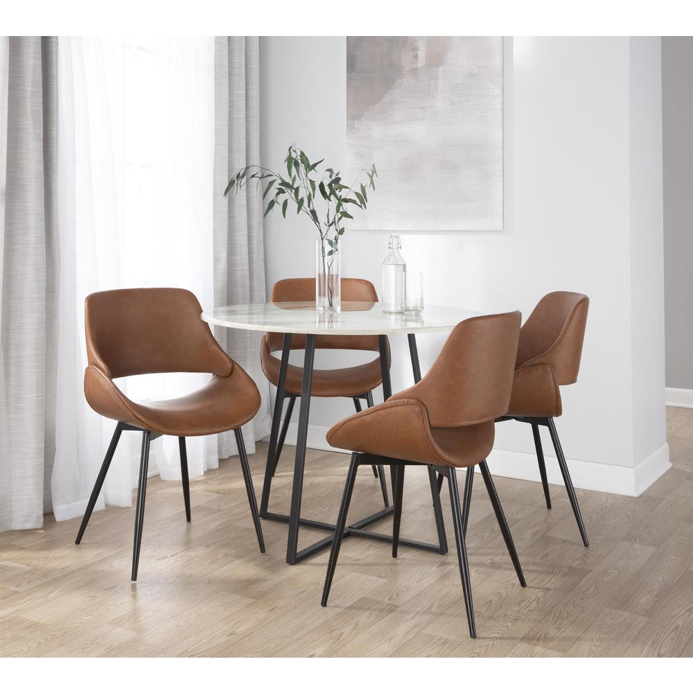 Black Metal, Camel PU Fabrico Chair - Set of 2. Picture 1