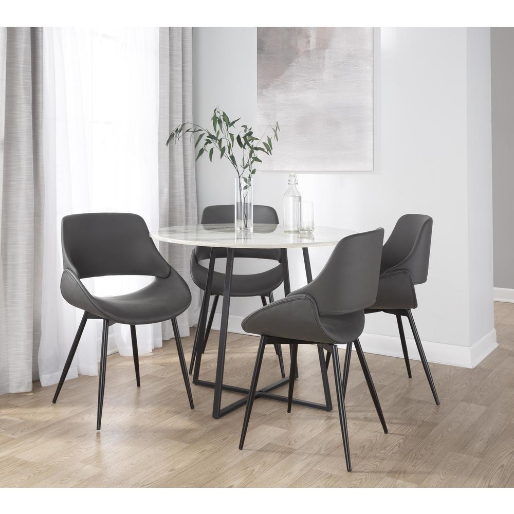 Black Metal, Grey PU Fabrico Chair - Set of 2. Picture 7
