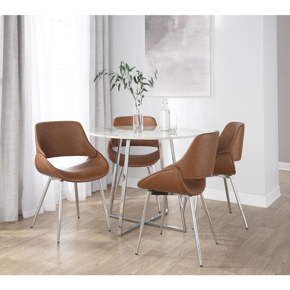 Chrome Metal, Camel PU Fabrico Chair - Set of 2. Picture 7