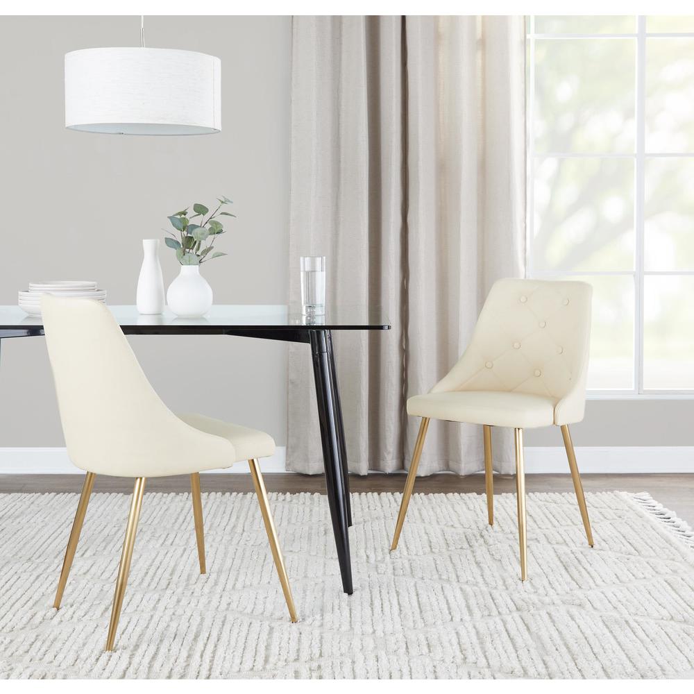 Gold Metal, Cream PU Giovanni Chair - Set of 2. Picture 8