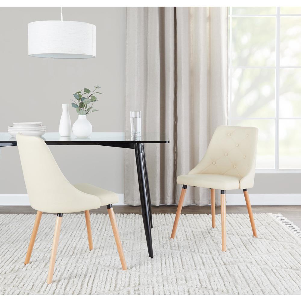 Natural Wood, Cream PU Giovanni Chair - Set of 2. Picture 8