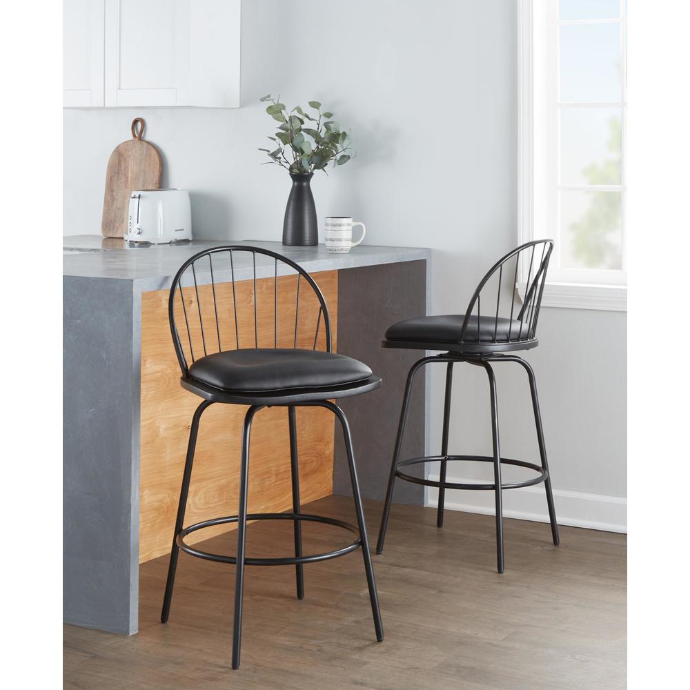 Black Riley Claire 26" Fixed-Height Counter Stool - Set of 2. Picture 8