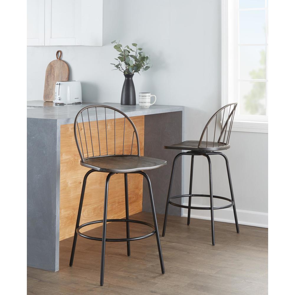 Brown Riley Claire 26" Fixed-Height Counter Stool - Set of 2. Picture 11