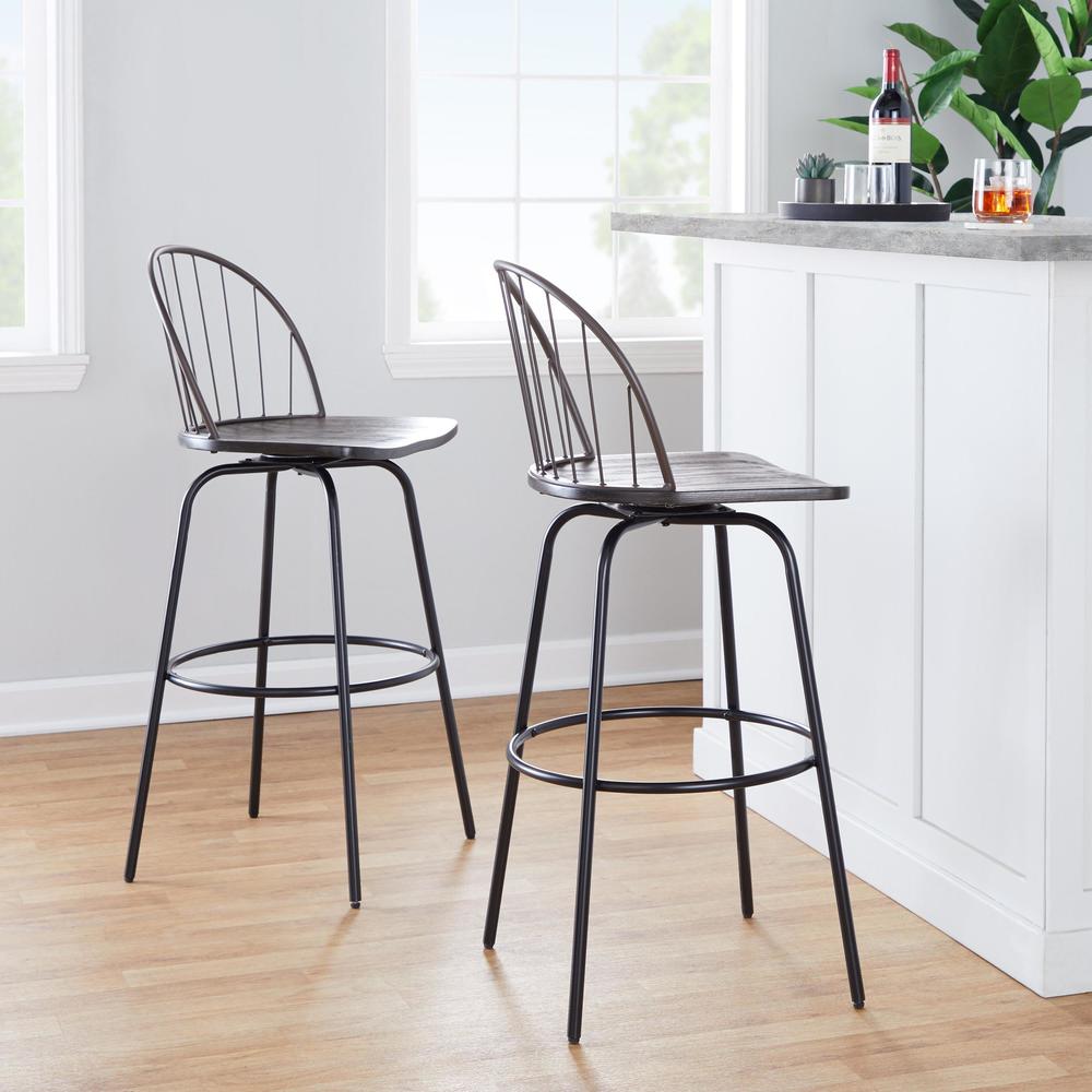 Brown Riley Claire 30" Fixed-Height Barstool - Set of 2. Picture 9